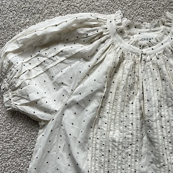 THE GREAT. Cream Polka Dot Blouse - Picture 11 of 13